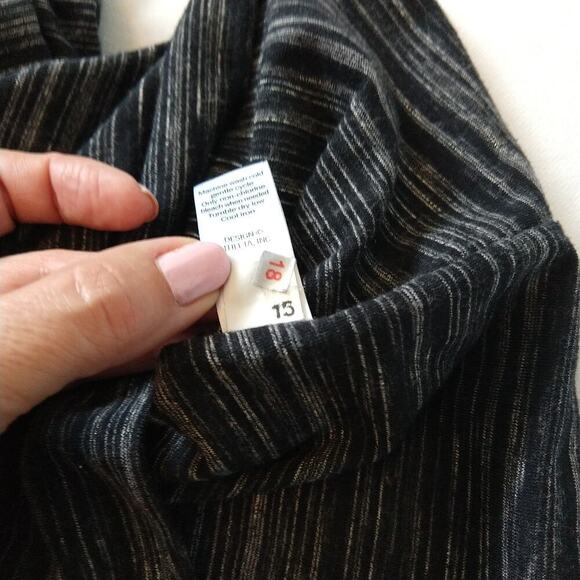 Athleta Tulip Charcoal Dress Size L New Heather Stripe Gray Stretch Ruched - Picture 7 of 8